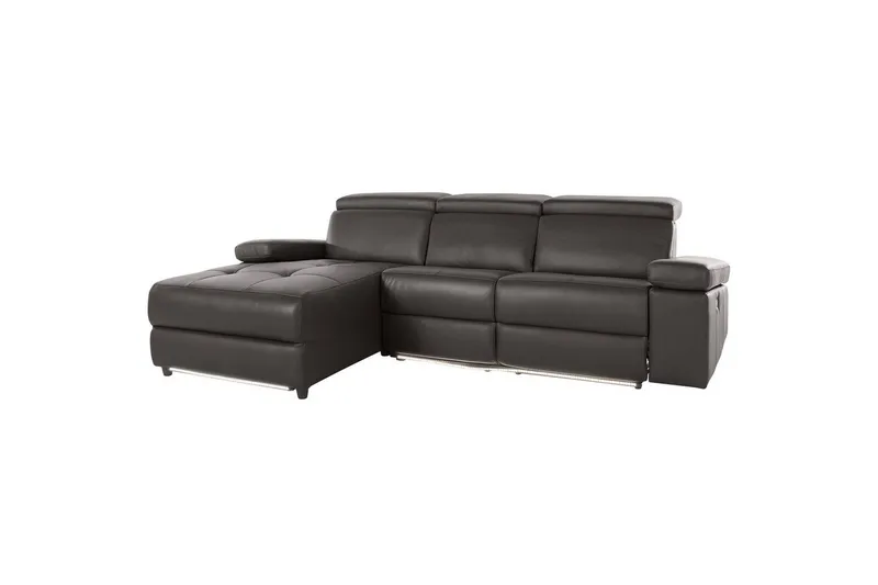 Kulmasohva 3-istuttava Rayland Ruskea, PU, Vasen Sähkökäyttöinen Levitettävä Tuoli - Ruskea, PU, Vasen Sähkökäyttöinen Levitettävä Tuoli - Huonekalut - Sohva - Nahkasohva