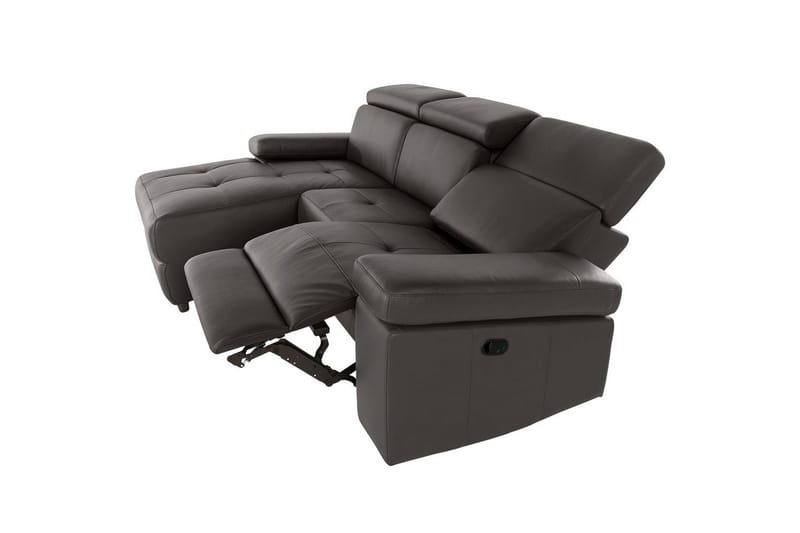 Kulmasohva 3-istuttava Rayland Ruskea, PU, Vasen Manuaalinen Levitettävä Tuoli - Ruskea, PU, Vasen Manuaalinen Levitettävä Tuoli - Huonekalut - Sohva - Nahkasohva