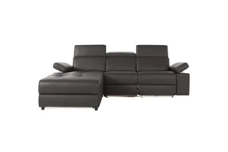 Kulmasohva 3-istuttava Rayland Ruskea, PU, Vasen Sähkökäyttöinen Levitettävä Tuoli - Ruskea, PU, Vasen Sähkökäyttöinen Levitettävä Tuoli - Huonekalut - Sohva - Nahkasohva