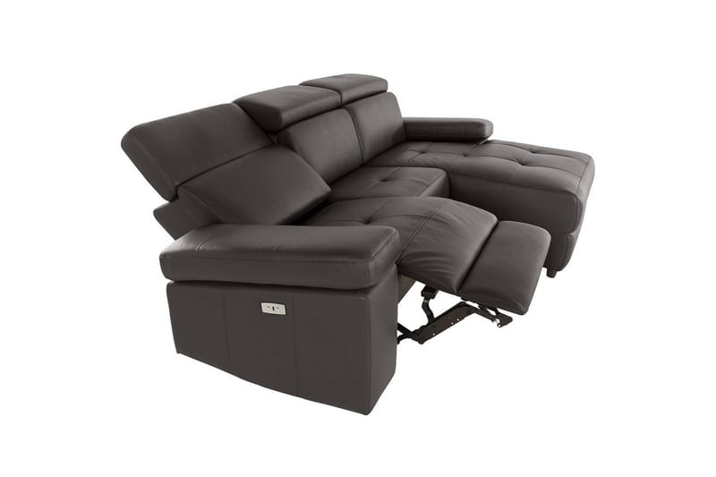 Kulmasohva 3-istuttava Rayland Ruskea, PU, Sähköinen oikea lepohuone - Ruskea, PU, Sähköinen oikea lepohuone - Huonekalut - Sohva - Nahkasohva