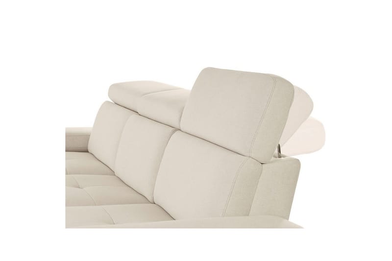 Kulmasohva 3-istuttava Rayland Valkoinen, Sunday-kangas, Vasen Sähkökäyttöinen Levitettävä Tuoli - Valkoinen, Sunday-kangas, Vasen Sähkökäyttöinen Levitettävä Tuoli - Huonekalut - Sohva - Mekanismisohva