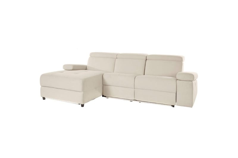 Kulmasohva 3-istuttava Rayland Valkoinen, Sunday-kangas, Vasen Sähkökäyttöinen Levitettävä Tuoli, Valkoinen, Sunday-kangas, Vasen Sähkökäyttöinen Levitettävä Tuoli