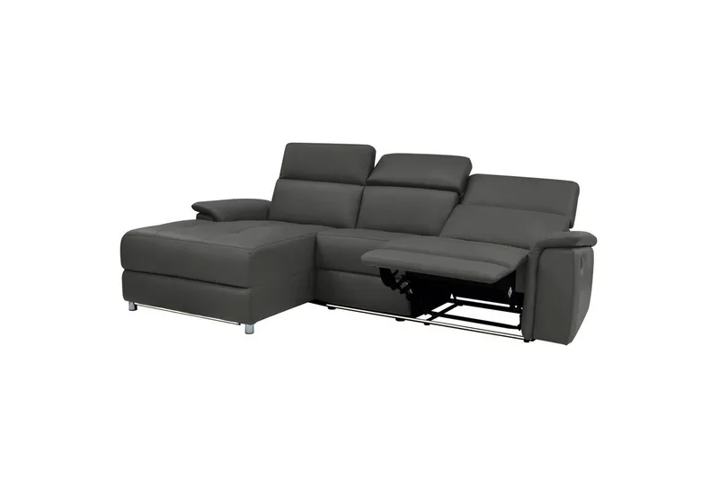 Kulmasohva 3-istuttava Pareli Musta, PU, Vasen Sähkökäyttöinen Levitettävä Tuoli - Musta, PU, Vasen Sähkökäyttöinen Levitettävä Tuoli - Huonekalut - Sohva - Nahkasohva