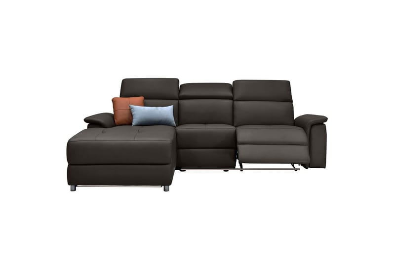 Kulmasohva 3-istuttava Pareli Ruskea, Nahka/PU, Vasen Sähkökäyttöinen Levitettävä Tuoli - Ruskea, Nahka/PU, Vasen Sähkökäyttöinen Levitettävä Tuoli - Huonekalut - Sohva - Nahkasohva