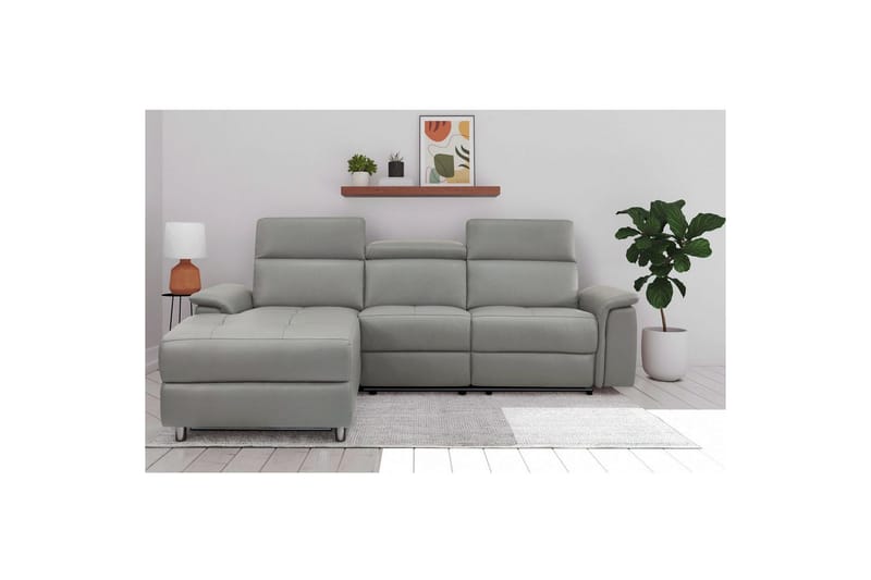 Kulmasohva 3-istuttava Pareli Harmaa, Sunday-kangas, Vasen Manuaalinen Levitettävä Tuoli - Harmaa, Sunday-kangas, Vasen Manuaalinen Levitettävä Tuoli - Huonekalut - Sohva - Mekanismisohva