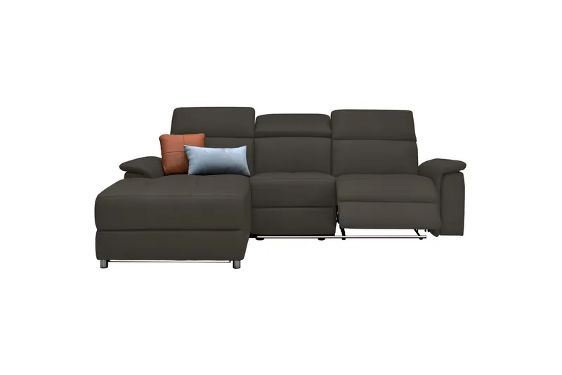 Kulmasohva 3-istuttava Pareli Ruskea, Nahka/PU, Vasen Manuaalinen Levitettävä Tuoli - Ruskea, Nahka/PU, Vasen Manuaalinen Levitettävä Tuoli - Huonekalut - Sohva - Nahkasohva