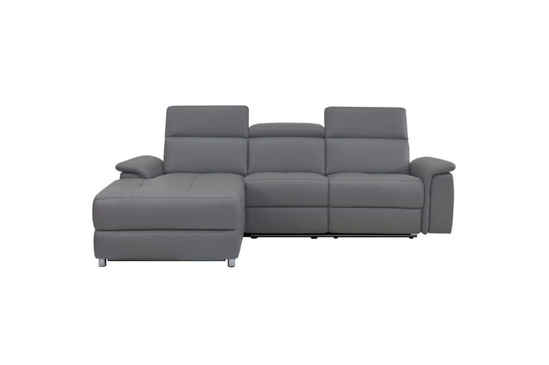 Kulmasohva 3-istuttava Pareli Harmaa, Hiekkakangas, Vasen Sähkökäyttöinen Levitettävä Tuoli - Harmaa, Hiekkakangas, Vasen Sähkökäyttöinen Levitettävä Tuoli - Huonekalut - Sohva - Mekanismisohva