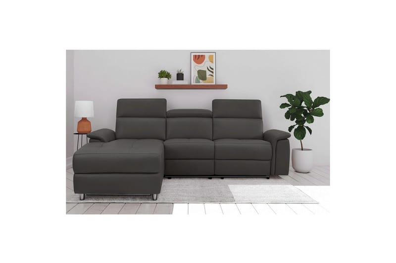 Kulmasohva 3-istuttava Pareli Ruskea, PU, Vasen Sähkökäyttöinen Levitettävä Tuoli - Ruskea, PU, Vasen Sähkökäyttöinen Levitettävä Tuoli - Huonekalut - Sohva - Nahkasohva