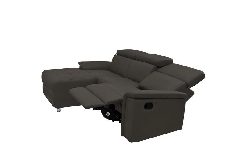 Kulmasohva 3-istuttava Pareli Ruskea, Nahka/PU, Vasen Manuaalinen Levitettävä Tuoli - Ruskea, Nahka/PU, Vasen Manuaalinen Levitettävä Tuoli - Huonekalut - Sohva - Nahkasohva