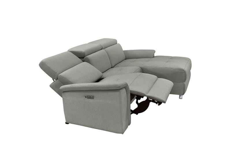 Kulmasohva 3-istuttava Pareli Harmaa, Sunday-kangas, Sähköinen oikea lepohuone - Harmaa, Sunday-kangas, Sähköinen oikea lepohuone - Huonekalut - Sohva - Mekanismisohva