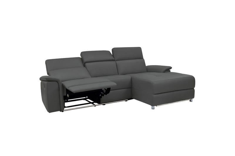 Kulmasohva 3-istuttava Pareli Harmaa, Nahka/PU, Manuaalinen oikea lepohuone - Harmaa, Nahka/PU, Manuaalinen oikea lepohuone - Huonekalut - Sohva - Nahkasohva