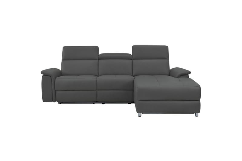 Kulmasohva 3-istuttava Pareli Harmaa, Nahka/PU, Manuaalinen oikea lepohuone - Harmaa, Nahka/PU, Manuaalinen oikea lepohuone - Huonekalut - Sohva - Nahkasohva