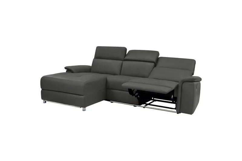 Kulmasohva 3-istuttava Pareli Musta, PU, Vasen Sähkökäyttöinen Levitettävä Tuoli - Musta, PU, Vasen Sähkökäyttöinen Levitettävä Tuoli - Huonekalut - Sohva - Nahkasohva