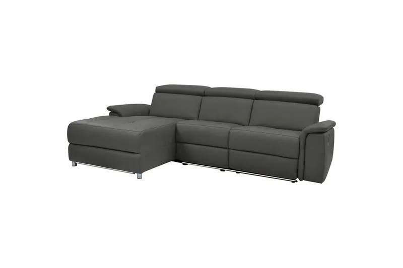 Kulmasohva 3-istuttava Pareli Musta, PU, Vasen Sähkökäyttöinen Levitettävä Tuoli - Musta, PU, Vasen Sähkökäyttöinen Levitettävä Tuoli - Huonekalut - Sohva - Nahkasohva