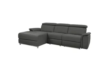 Kulmasohva 3-istuttava Pareli Musta, PU, Vasen Sähkökäyttöinen Levitettävä Tuoli