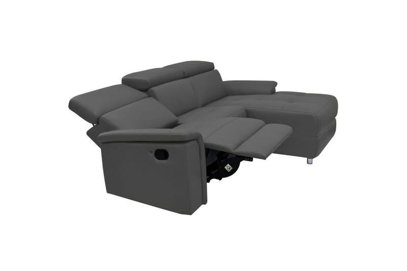 Kulmasohva 3-istuttava Pareli Harmaa, Nahka/PU, Manuaalinen oikea lepohuone - Harmaa, Nahka/PU, Manuaalinen oikea lepohuone - Huonekalut - Sohva - Nahkasohva