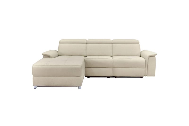 Kulmasohva 3-istuttava Pareli Valkoinen, Sunday-kangas, Vasen Manuaalinen Levitettävä Tuoli - Valkoinen, Sunday-kangas, Vasen Manuaalinen Levitettävä Tuoli - Huonekalut - Sohva - Mekanismisohva