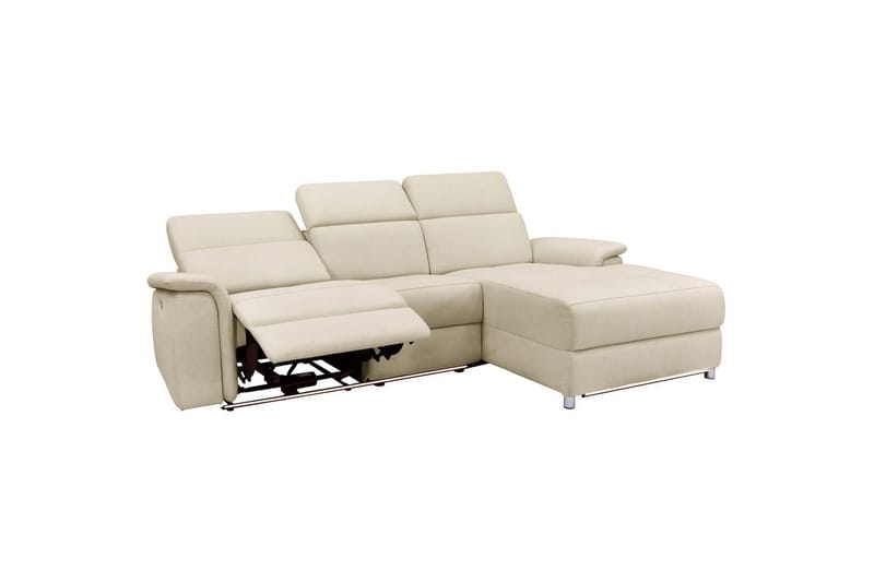 Kulmasohva 3-istuttava Pareli Valkoinen, Hiekkakangas, Sähköinen oikea lepohuone - Valkoinen, Hiekkakangas, Sähköinen oikea lepohuone - Huonekalut - Sohva - Mekanismisohva