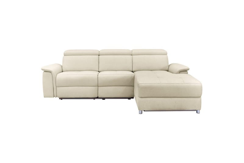 Kulmasohva 3-istuttava Pareli Valkoinen, Hiekkakangas, Sähköinen oikea lepohuone - Valkoinen, Hiekkakangas, Sähköinen oikea lepohuone - Huonekalut - Sohva - Mekanismisohva