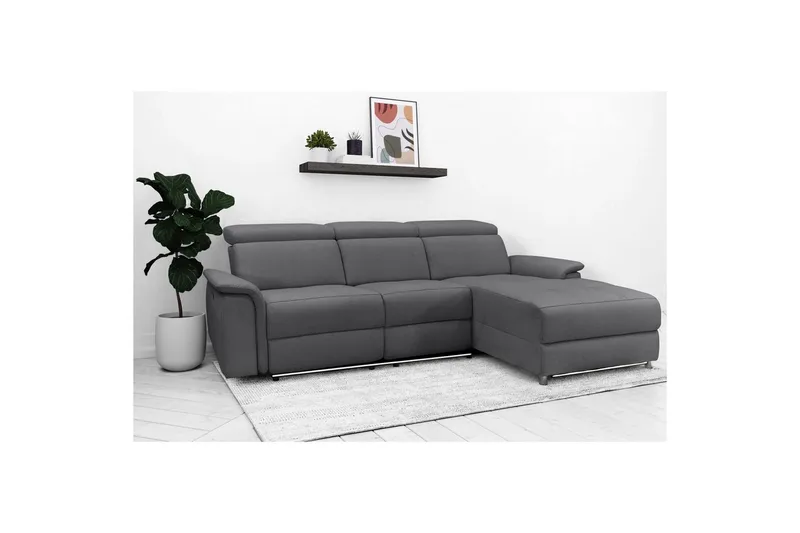 Kulmasohva 3-istuttava Pareli Antrasiitti, Sunday-kangas, Sähköinen oikea lepohuone - Antrasiitti, Sunday-kangas, Sähköinen oikea lepohuone - Huonekalut - Sohva - Mekanismisohva