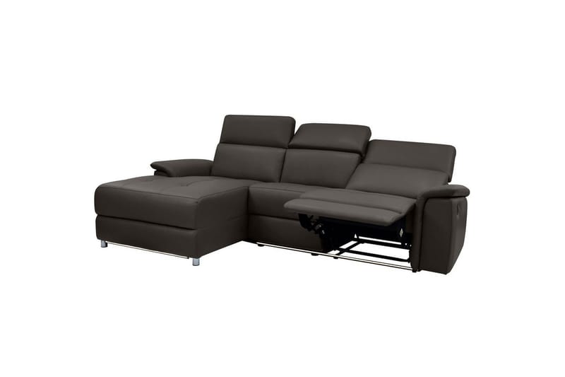 Kulmasohva 3-istuttava Pareli Ruskea, Nahka/PU, Vasen Sähkökäyttöinen Levitettävä Tuoli - Ruskea, Nahka/PU, Vasen Sähkökäyttöinen Levitettävä Tuoli - Huonekalut - Sohva - Nahkasohva
