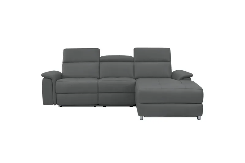 Kulmasohva 3-istuttava Pareli Harmaa, Nahka/PU, Sähköinen oikea lepohuone - Harmaa, Nahka/PU, Sähköinen oikea lepohuone - Huonekalut - Sohva - Nahkasohva