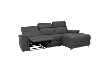 Kulmasohva 3-istuttava Pareli Musta, PU, Sähköinen oikea lepohuone - Musta, PU, Sähköinen oikea lepohuone - Huonekalut - Sohva - Nahkasohva