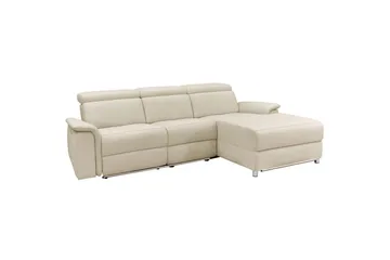 Kulmasohva 3-istuttava Pareli Valkoinen, Hiekkakangas, Sähköinen oikea lepohuone