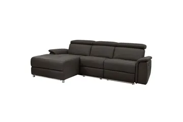 Kulmasohva 3-istuttava Pareli Ruskea, Nahka/PU, Vasen Sähkökäyttöinen Levitettävä Tuoli