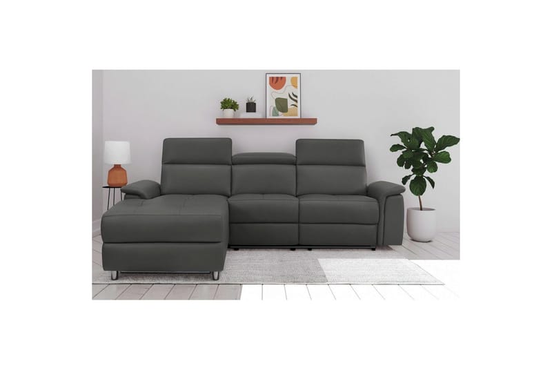 Kulmasohva 3-istuttava Pareli Musta, PU, Vasen Sähkökäyttöinen Levitettävä Tuoli - Musta, PU, Vasen Sähkökäyttöinen Levitettävä Tuoli - Huonekalut - Sohva - Nahkasohva