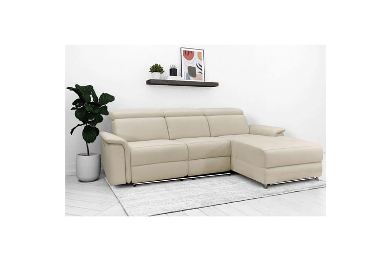 Kulmasohva 3-istuttava Pareli Valkoinen, Sunday-kangas, Manuaalinen oikea lepohuone - Valkoinen, Sunday-kangas, Manuaalinen oikea lepohuone - Huonekalut - Sohva - Mekanismisohva