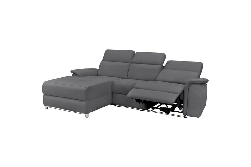 Kulmasohva 3-istuttava Pareli Harmaa, Hiekkakangas, Vasen Sähkökäyttöinen Levitettävä Tuoli - Harmaa, Hiekkakangas, Vasen Sähkökäyttöinen Levitettävä Tuoli - Huonekalut - Sohva - Mekanismisohva