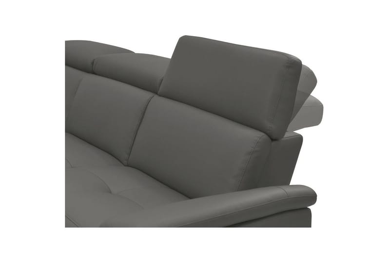 Kulmasohva 3-istuttava Pareli Harmaa, Nahka/PU, Vasen Manuaalinen Levitettävä Tuoli - Harmaa, Nahka/PU, Vasen Manuaalinen Levitettävä Tuoli - Huonekalut - Sohva - Nahkasohva