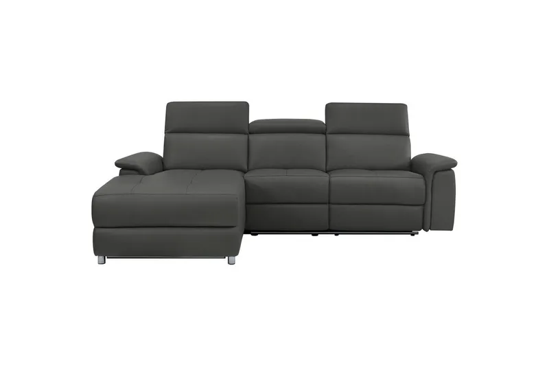 Kulmasohva 3-istuttava Pareli Musta, PU, Vasen Sähkökäyttöinen Levitettävä Tuoli - Musta, PU, Vasen Sähkökäyttöinen Levitettävä Tuoli - Huonekalut - Sohva - Nahkasohva