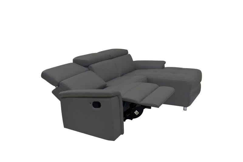 Kulmasohva 3-istuttava Pareli Harmaa, PU, Manuaalinen oikea lepohuone - Harmaa, PU, Manuaalinen oikea lepohuone - Huonekalut - Sohva - Nahkasohva