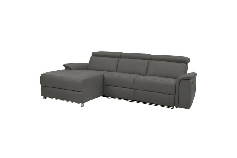 Kulmasohva 3-istuttava Pareli Harmaa, Nahka/PU, Vasen Manuaalinen Levitettävä Tuoli - Harmaa, Nahka/PU, Vasen Manuaalinen Levitettävä Tuoli - Huonekalut - Sohva - Nahkasohva