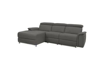 Kulmasohva 3-istuttava Pareli Harmaa, Nahka/PU, Vasen Manuaalinen Levitettävä Tuoli