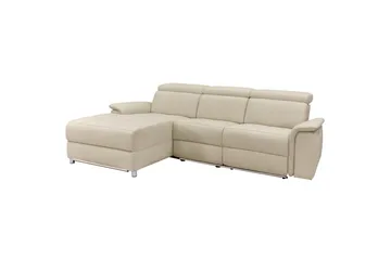 Kulmasohva 3-istuttava Pareli Valkoinen, Sunday-kangas, Vasen Manuaalinen Levitettävä Tuoli