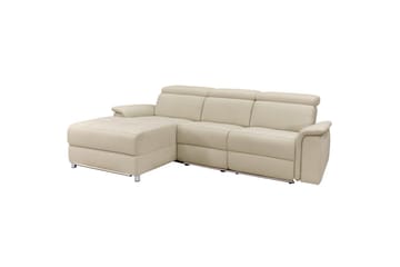 Kulmasohva 3-istuttava Pareli Valkoinen, Sunday-kangas, Vasen Manuaalinen Levitettävä Tuoli