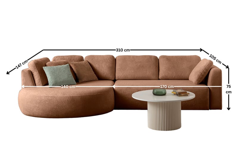 Kulmasohva Atelier Del Sofa Venezia Left (310 x 75 x 105 cm) Minkki - Minkki - Huonekalut - Sohva - Kulmasohva
