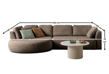 Kulmasohva Atelier Del Sofa Venezia Left (310 x 75 x 105 cm) Tummanruskea - Tummanruskea - Huonekalut - Sohva - Kulmasohva