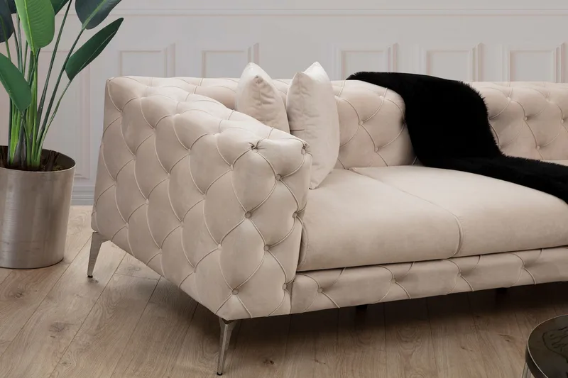 Kulmasohva Canunda 6:n ist - Beige - Huonekalut - Sohva - Samettisohva