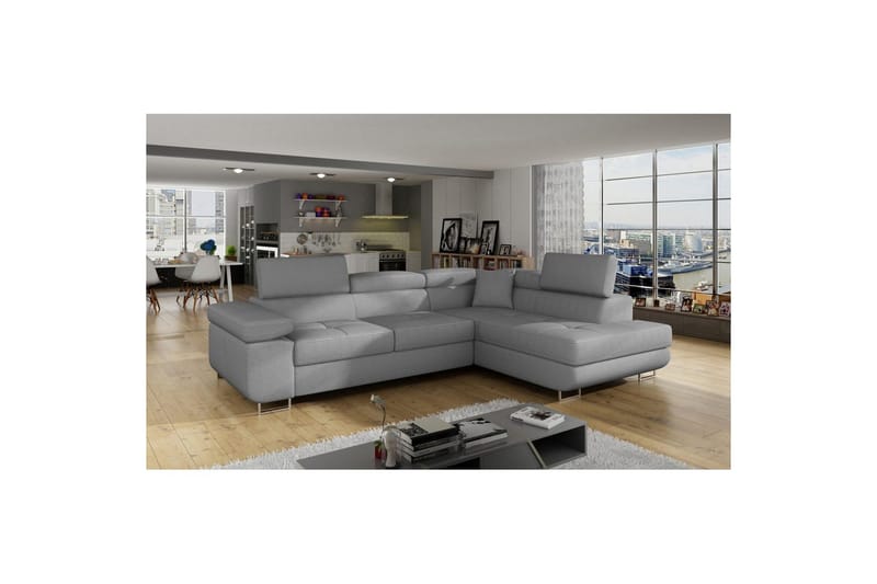 Kulmasohva Eltap Anton 272x203x85 cm - Jarell 04, Vaaleanharmaa, Oikea - Huonekalut - Sohva - Vuodesohva