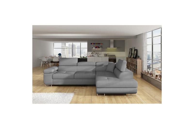 Kulmasohva Eltap Anton 272x203x85 cm - Jarell 04, Vaaleanharmaa, Oikea - Huonekalut - Sohva - Vuodesohva