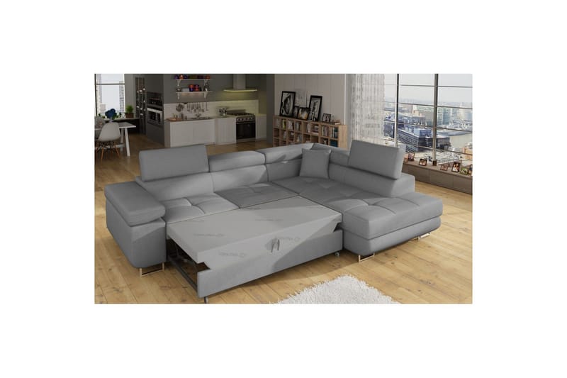 Kulmasohva Eltap Anton 272x203x85 cm - Jarell 04, Vaaleanharmaa, Oikea - Huonekalut - Sohva - Vuodesohva