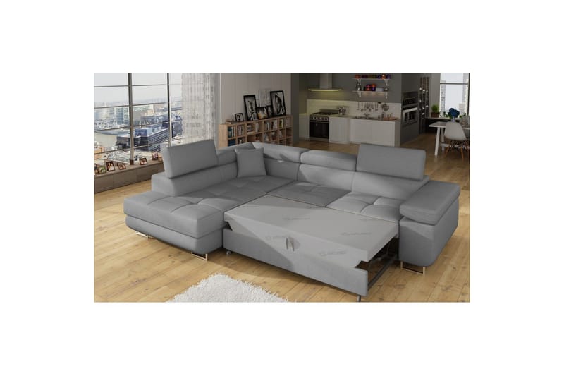 Kulmasohva Eltap Anton 272x203x85 cm - Jarell 04, Vaaleanharmaa, Vasen - Huonekalut - Sohva - Vuodesohva