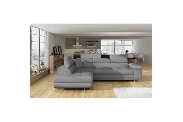 Kulmasohva Eltap Anton 272x203x85 cm - Jarell 04, Vaaleanharmaa, Vasen - Huonekalut - Sohva - Vuodesohva