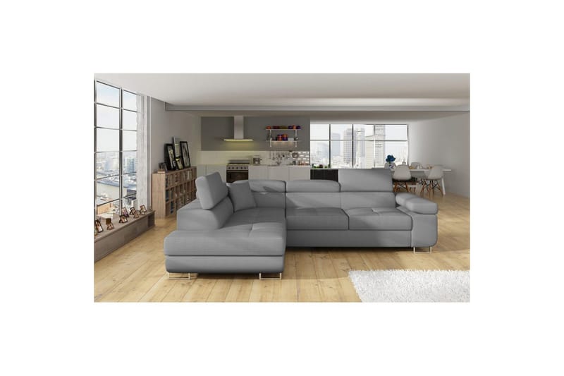 Kulmasohva Eltap Anton 272x203x85 cm - Jarell 04, Vaaleanharmaa, Vasen - Huonekalut - Sohva - Vuodesohva