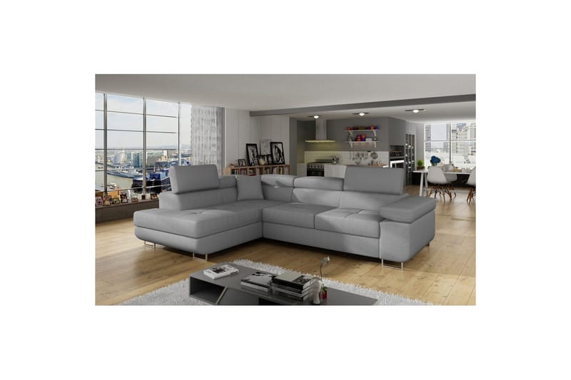 Kulmasohva Eltap Anton 272x203x85 cm - Jarell 04, Vaaleanharmaa, Vasen - Huonekalut - Sohva - Vuodesohva