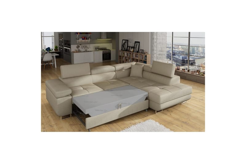 Kulmasohva Eltap Anton 272x203x85 cm - Jarell 18, Vaalea beige, Oikea - Huonekalut - Sohva - Vuodesohva